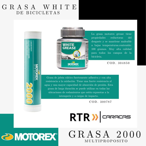 Grasa Bike White/ Grasa Multiproposito 2000 Cartucho Motorex