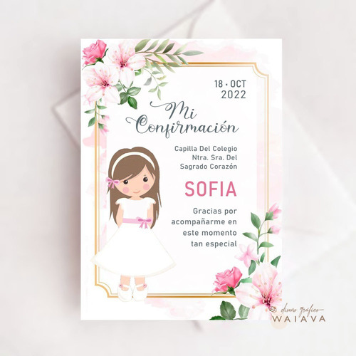 Imagen 3 de 10 de Estampas Confirmación Tarjetas Nenas X 4u