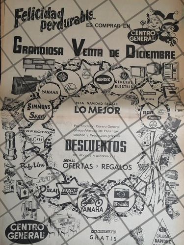 Publicidad Retro. Tienda Centro General S.a. 1969. Puebla