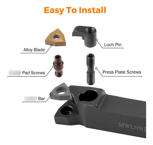 Juego De 3 Herramientas De Torno Cnc Metal Indexable 16 Mm