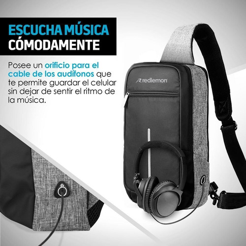 Imagen 3 de 8 de Mochila Antirrobo Redlemon Mini Impermeable Con Puerto Usb