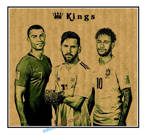 Futebol Esportes Poster 50x55cm Neymar Messi Cr7 - Kings
