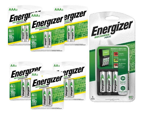 Cargador De Pilas Maxi Energizer + 6aa + 6aaa