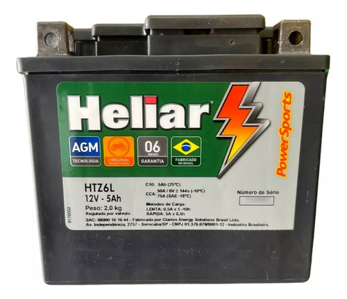 Bateria Heliar Htz6 Bros Titan150mix Xre300 Crf230 