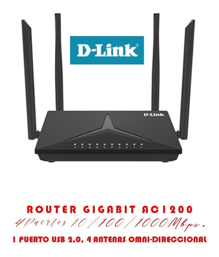Router Dlink Doble Banda Ac1200 Gibabit Dir-825m 4 Antenas