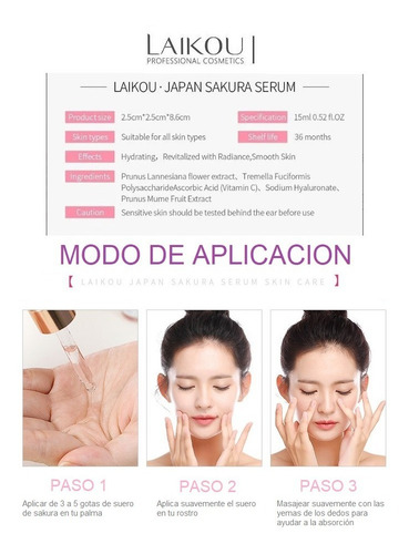 Serum Sakura Japon Acido Hialuronico Vitamina C Antiarrugas