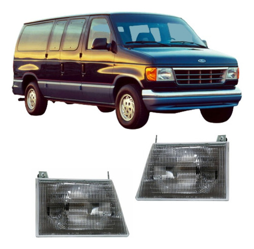 Par Juego Faros Ford Van 1993 1995 1997 1999 2000 2004 2005