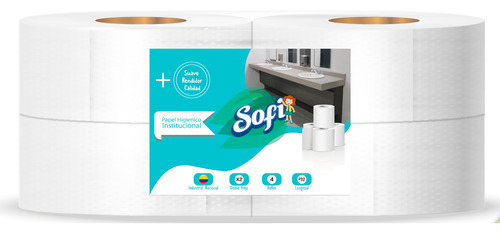 Papel Higienico Jumbo Institucional 250mts X4 Und Marca Sofi