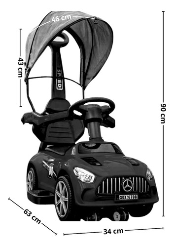 Carrito Andador Para Niños Pequeños 3 En 1 Mercedes Negro