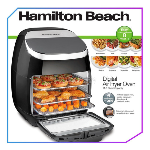 Imagen 4 de 10 de Potente Horno Freidora De Aire Hamilton Beach Digital 1700w