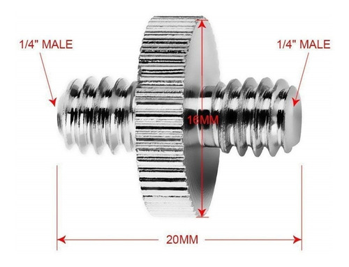 Imagen 2 de 3 de Tornillo 1/4 M A 1/4 M Repuesto, Flash Camara Dsrl Sc-10