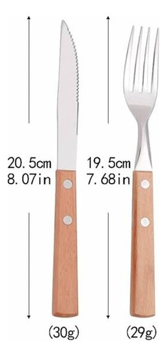 Set 6 Tenedores Y 6 Cuchillos Sierra Asado Madera Parrilla