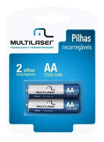 Pilhas Recarregaveis Cb053 Aa Multilaser 2500mah Com 2 Un