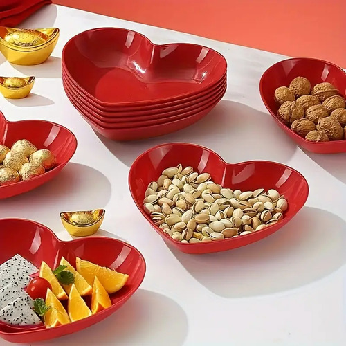 Plato De Ensalada, Plato De Postre 10 Pcs Plásticos Plato Rojo