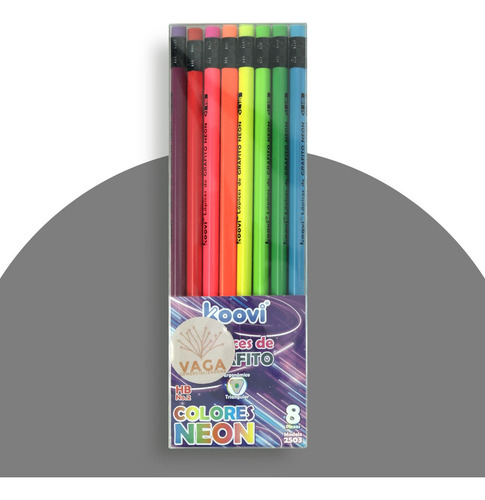 8 Lápiz De Grafito Ergonómico Triangular Neón N°2 Trazo Grafitto