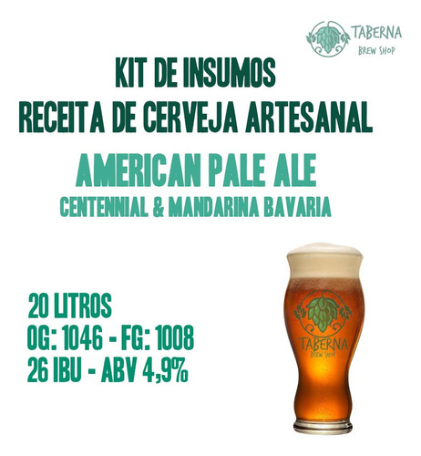 Kit De Insumos Cerveja Artesanal American Pale Ale 20 Litros