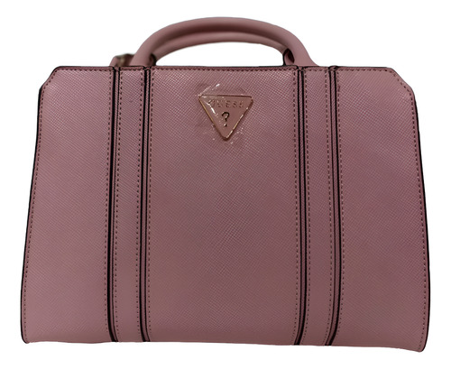 Bolsa Guess Satchel Rosa Versatil Y Elegante. Rosa Lisa Níquel Rosa