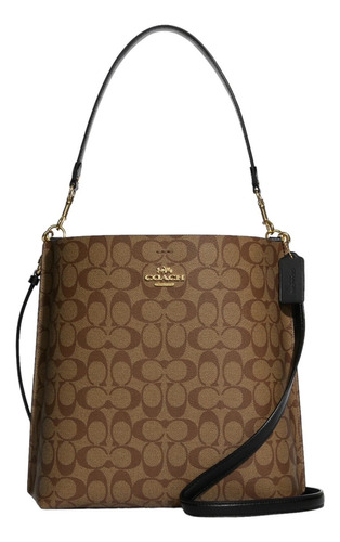 Bolsa Coach Original Mollie Bucket Bag Signature Gold Xbody Acabado de los herrajes Dorado Color Dorado oscuro Color de la correa de hombro Negro Diseño de la tela Signature canvas