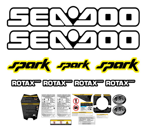 Kit Faixa Adesivos Sea Doo Spark Etiquetas Jet Ski Amarelo