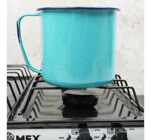 Taza Pocillo De Peltre Azul Turquesa 1200 Ml Cinsa