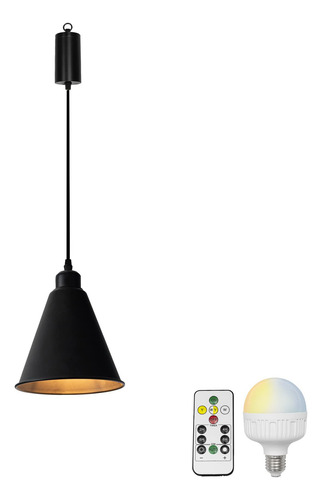 Luz Suspensa De Metal Preto Com Cordão Ajustado Fsliving Par