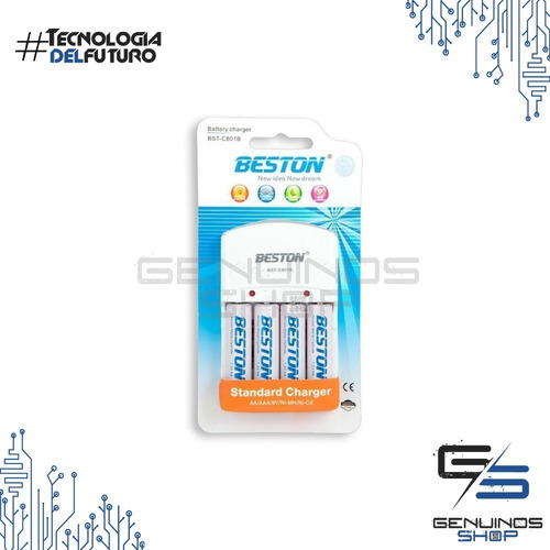 Imagen 2 de 4 de Cargador Beston Con 4 Baterías Aa De 2700 Mah