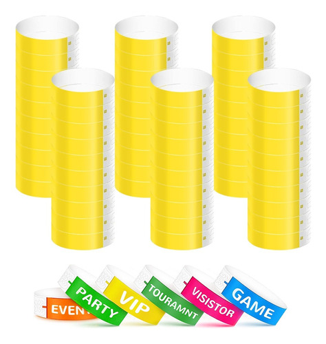 Pulseras Tyvek De Papel De Eventos Fiestas (amarillo)