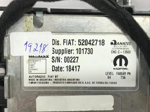 Radio Painel Tela Multimídia Fiat Toro R19218 52042718