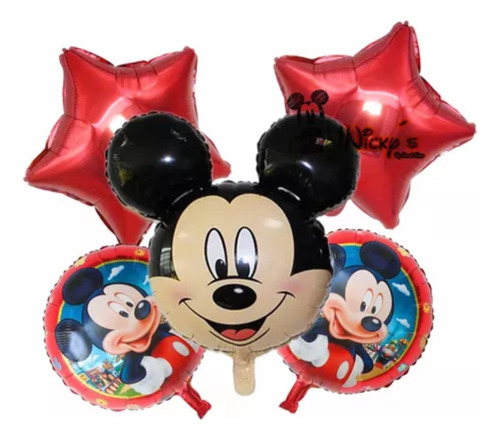 Set De Globos Aluminio Mickey Mouse 5 Piezas Para Cumpleaños