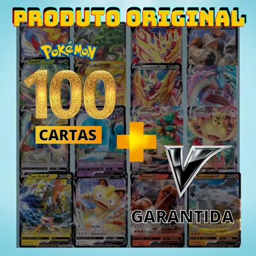 100 Cartas Pokemon Com 05 Brilhantes E 02 Promo Garantido