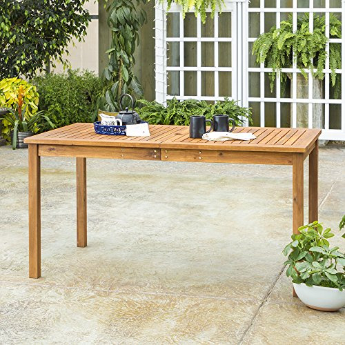 Walker Edison Madera De Acacia Patio Simple  Mesa De Comedor