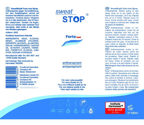 Imagen 1 de 1 de Sweatstop® Forte Max Spray Para Manos- Sudoración Excesiva