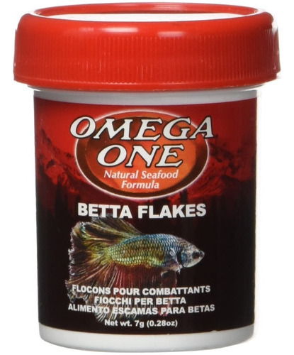 Omega One Betta Flakes 7g Alimento Para Peces Beta Hojuelas Escamas A Base de Salmón Arenque Proteina 43%