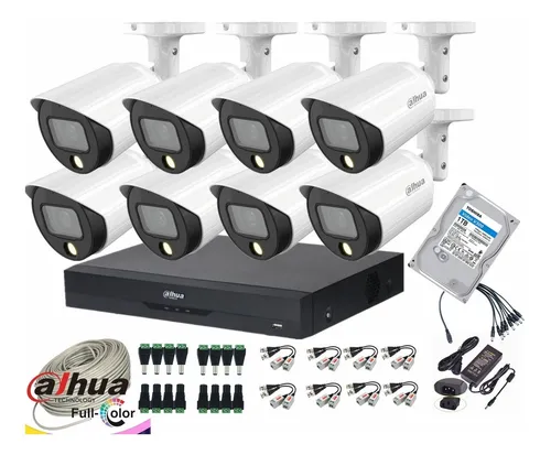 comprar Cctv Kit Dahua Pro 5mp 4 Cam Full Color Wizsense + 1tb