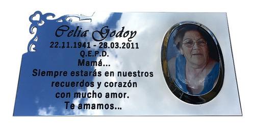 Imagen 5 de 8 de Placa Recordatoria Para Cementerio 25x15 + Foto + Jardinera.