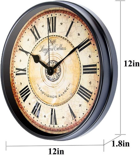 Reloj De Pared Silencioso Estilo Europeo, Retro, Vintage Color De La Estructura Negro