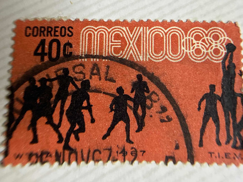 Sello México 1967 Juegos Olímpicos Basquetball