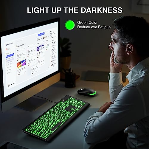 Teclado Retroiluminado De Impresión Grande, Teclado De...