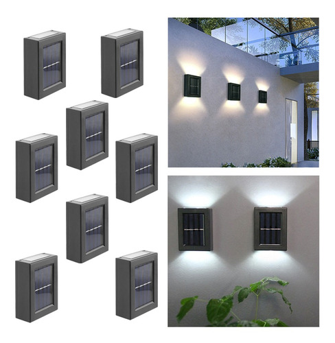 8pcs Jardín Exterior Impermeable Lámpara Solar De Pared