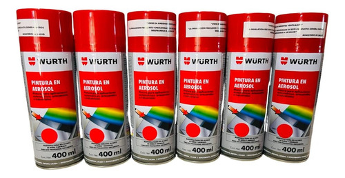 6 Pintura Para Aplicaciones Automotrices Wurth Color Rojo 