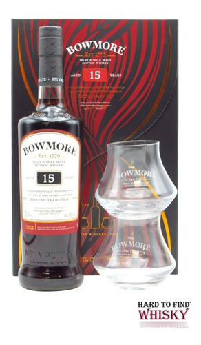 Whisky Bowmore 15 Años Sherry Cask Con Vasos Plaza Serrano