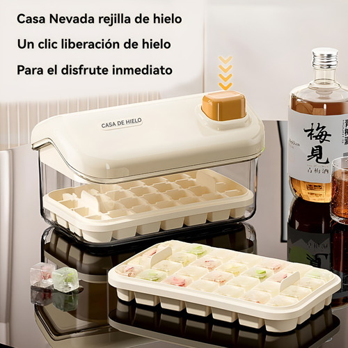 Bandeja Para Cubitos De Hielo Caja Doble Capa Con Tapa, Pala
