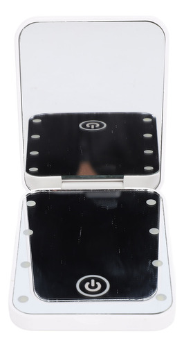Espejo De Maquillaje Compacto Blanco Blanco, Led, Viaje, 2 C