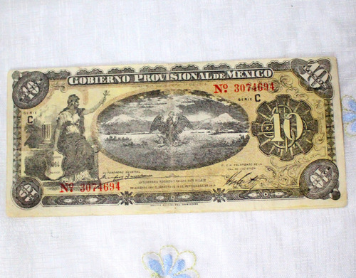 Billete De 10 Pesos Gobierno Provisional De México 1914