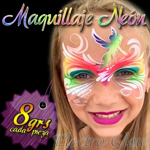 Maquillaje Base Agua Neón Pintacaritas Amarillo Uv 8 Gr
