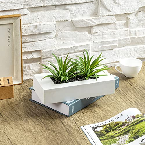 Plantas Césped Artificial 25 Cm En Maceta Madera Blanca