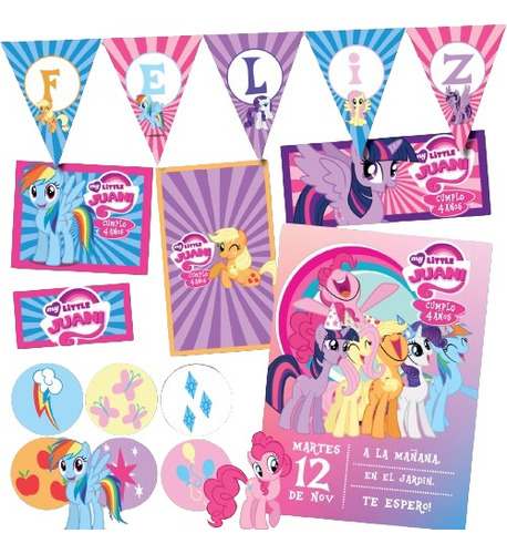 Kit Imprimible Personalizado My Little Pony Candy Deco Invit