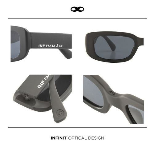 Imagen 2 de 8 de Anteojos Sol Infinit New York Negro Mate Lente Gris Medium