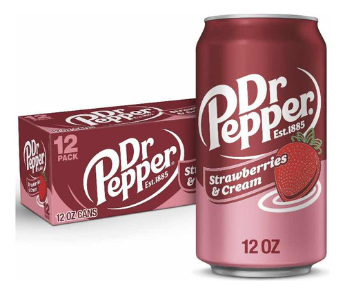 Soda Refresco Dr. Pepper Fresas Con Crema 12 Latas 355ml C/u