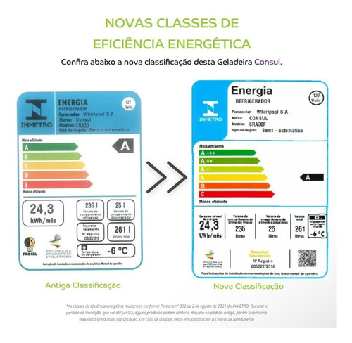 Refrigerador Consul Degelo Seco Cra30fb 261l Branco - 110v